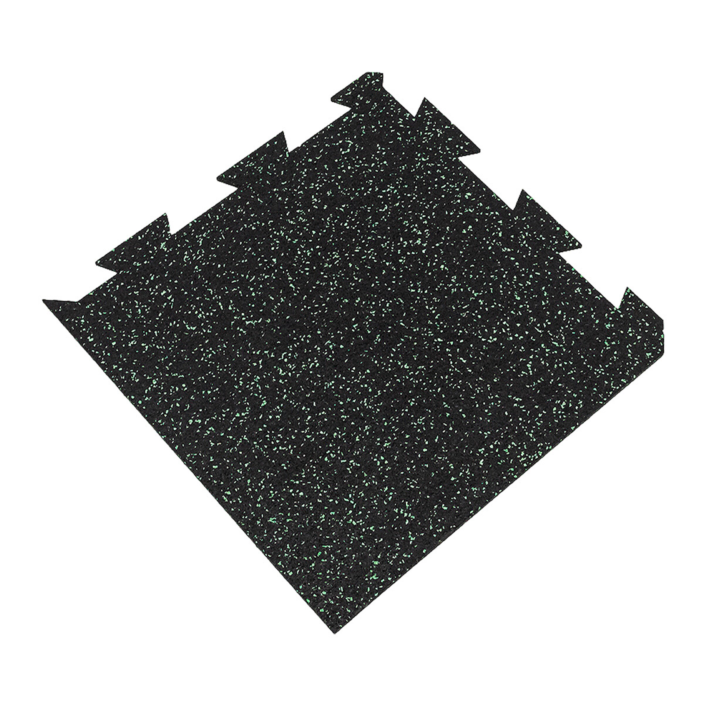 Čierno-zelená gumová modulová puzzle dlažba (roh) FLOMA FitFlo SF1050 - dĺžka 50 cm, šírka 50 cm, výška 0,8 cm