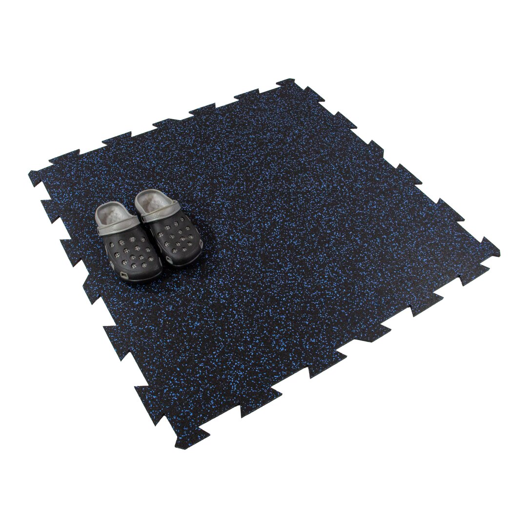 Černo-modrá gumová puzzle modulová dlaždice (střed) FLOMA SF1050 FitFlo - délka 100 cm, šířka 100 cm, výška 1 cm