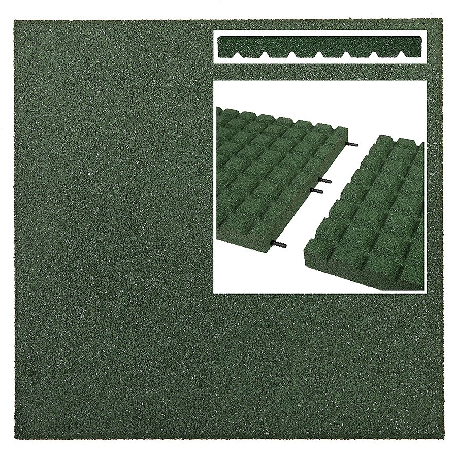 Zelená gumová dopadová dlaždice FLOMA V55/R15 - délka 50 cm, šířka 50 cm, výška 5,5 cm