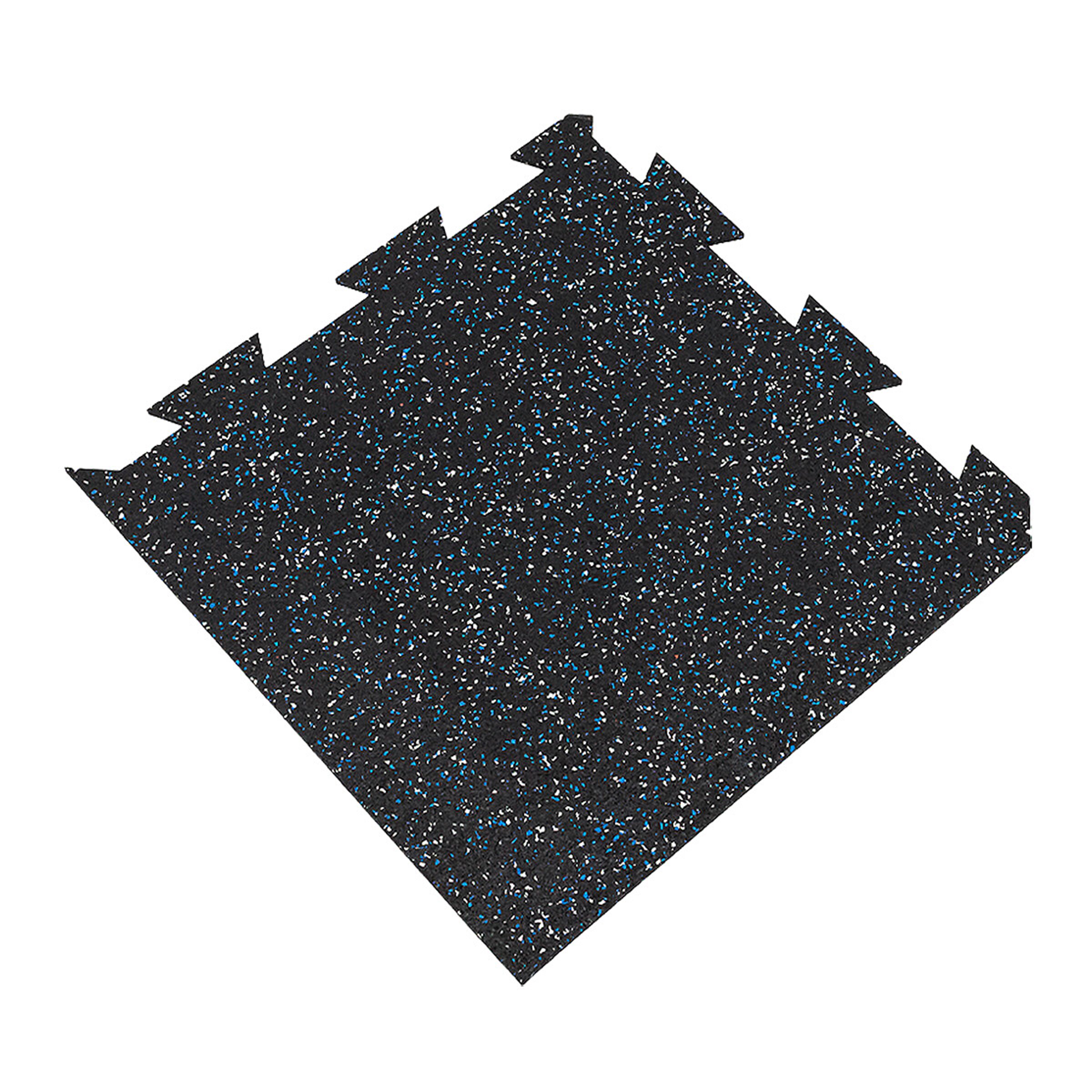Čierno-bielo-modrá podlahová guma (puzzle - roh) FLOMA FitFlo SF1050 - dĺžka 50 cm, šírka 50 cm, výška 1,6 cm