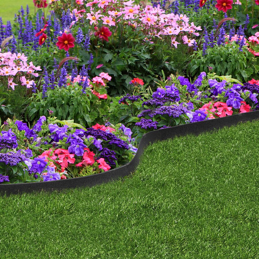 Hnedý gumový neviditeľný záhradný obrubník FLOMA - dĺžka 6 m, šírka 0,5 cm a výška 9 cm