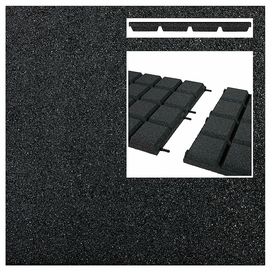 Černá gumová certifikovaná dopadová dlažba FLOMA V45/R25BIG - délka 50 cm, šířka 50 cm a výška 4,5 cm