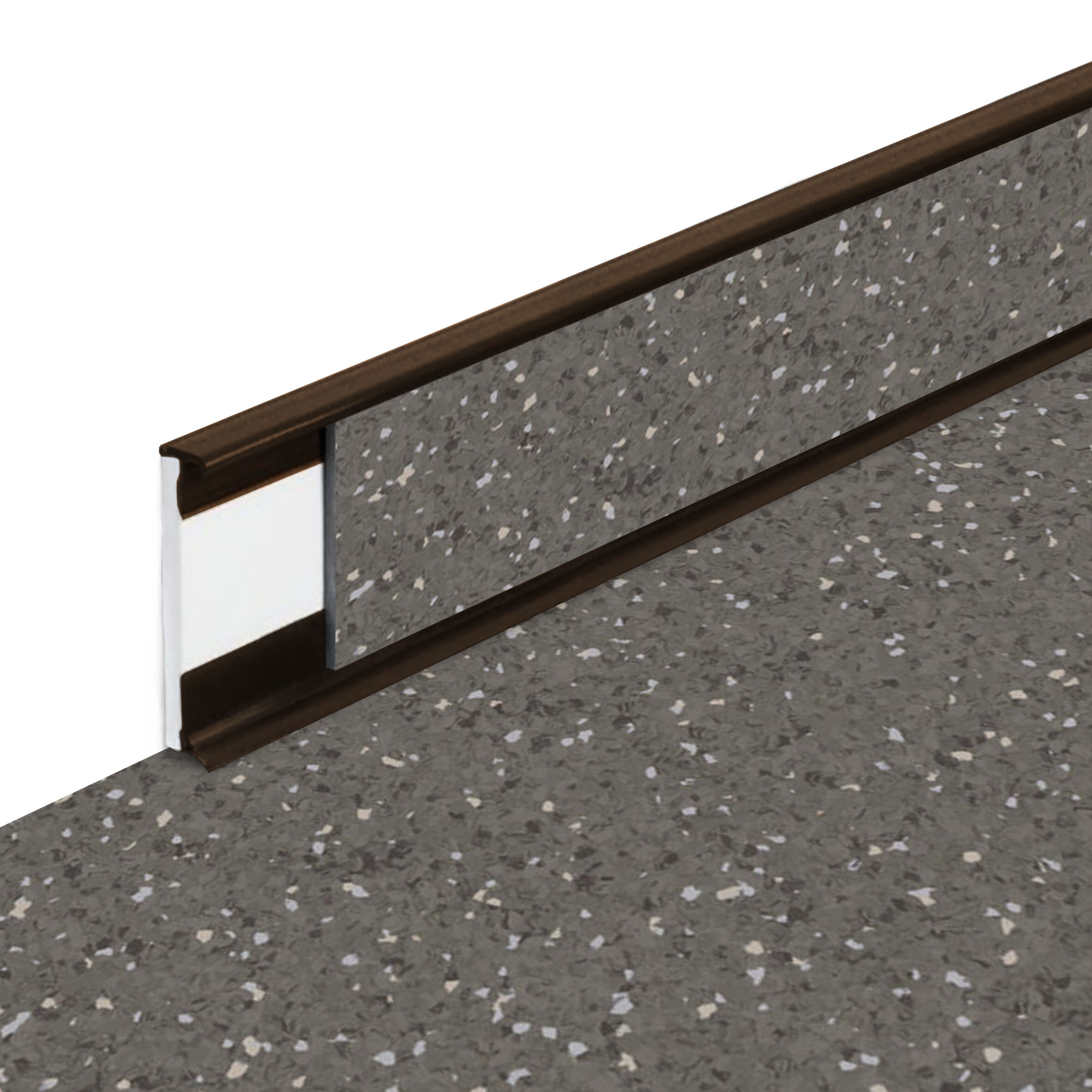 PVC vinylová soklová podlahová lišta Fortelock Business Sauda Cold Lava G003 Brown - délka 200 cm, výška 5,8 cm, tloušťka 1,2 cm