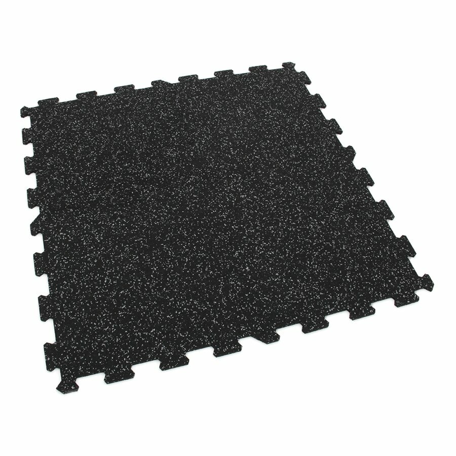 Schwarz-graue modulare Puzzlefliese aus Gummi (Mitte) FLOMA FitFlo SF1050 – Länge 95,6 cm, Breite 95,6 cm und Höhe 1,6 cm