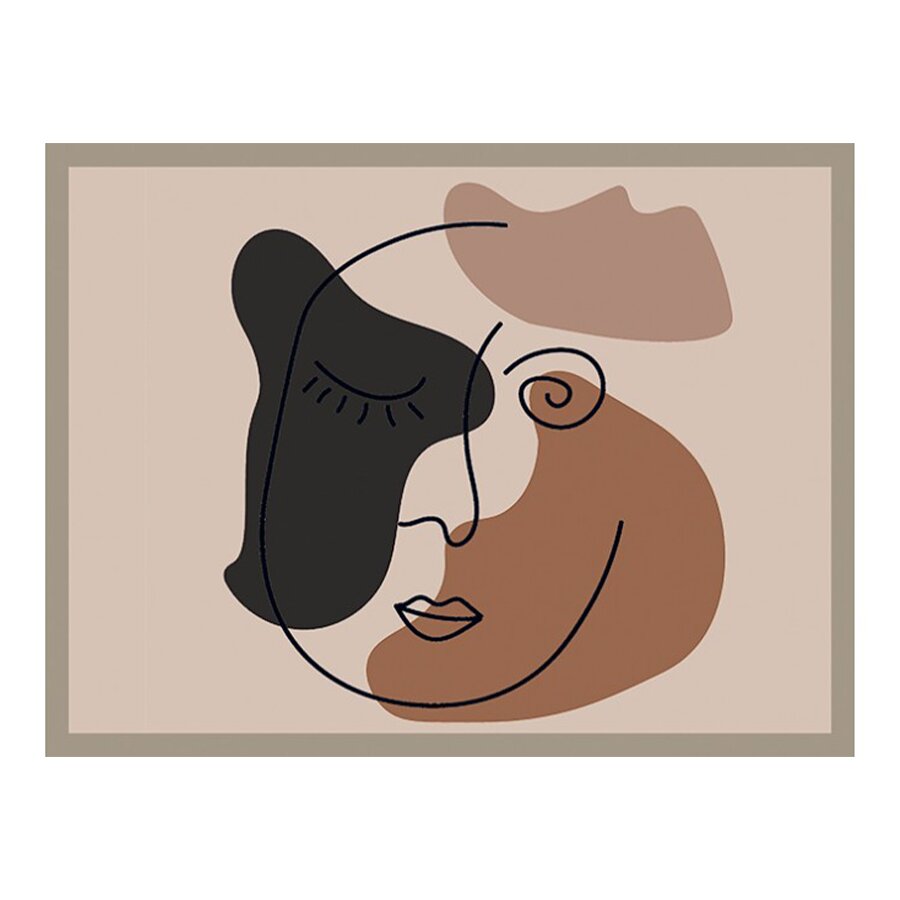 Hnědá pratelná rohož FLOMA Portrait - délka 50 cm, šířka 70 cm, výška 0,8 cm