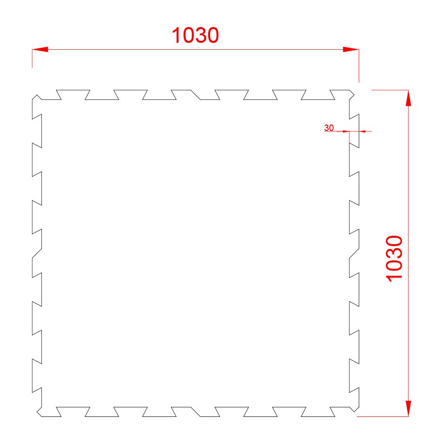 Černo-bílo-červená gumová modulová puzzle dlažba (střed) FLOMA IceFlo SF1100 - délka 100 cm, šířka 100 cm a výška 1 cm