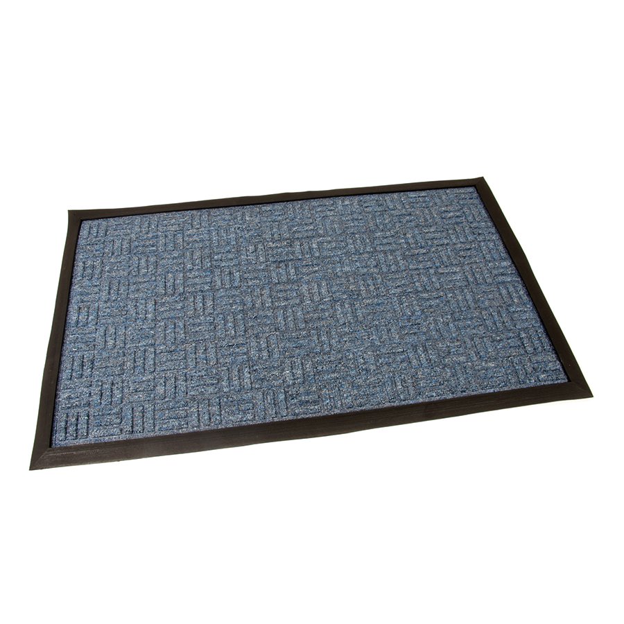Modrá textilní venkovní čistící vstupní rohož FLOMA Criss Cross - délka 45 cm, šířka 75 cm a výška 1 cm