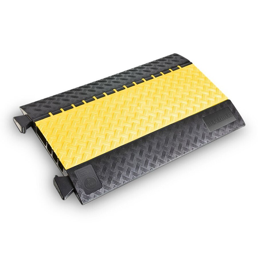 Čierno-žltý plastový káblový most s transparentným vekom DEFENDER MIDI 4C LUX - dĺžka 87 cm, šírka 53,8 cm a výška 5,5 cm