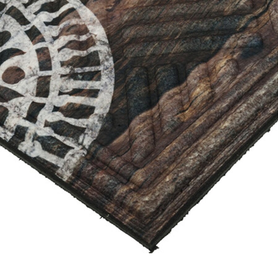 Textilní gumová rohožka FLOMA Lima Wood & Medallions - délka 45 cm, šířka 75 cm, výška 1,1 cm