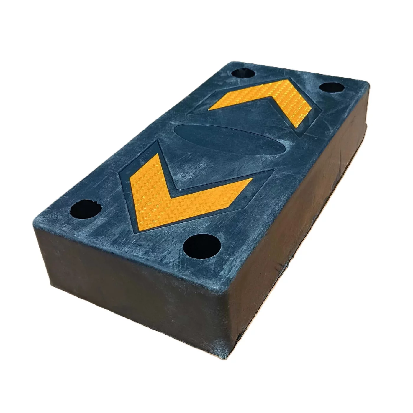 Reflektierender Rampenstopp aus Gummi - Länge 50 cm, Breite 25 cm, Höhe 10 cm - gelb-schwarzer