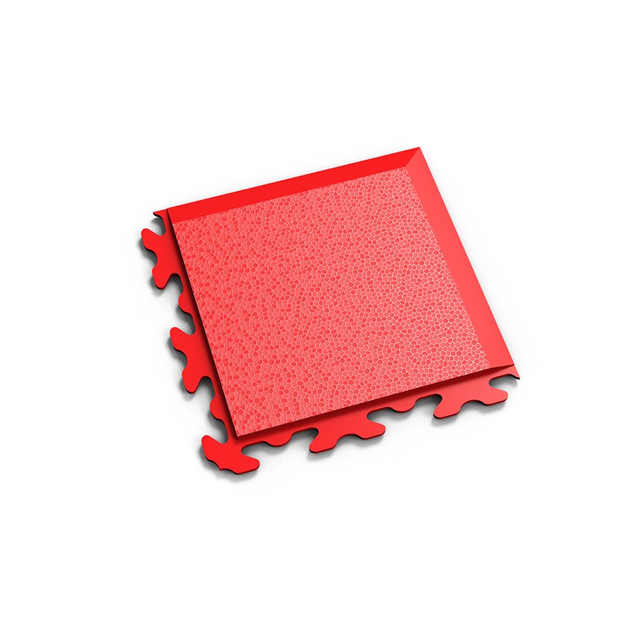 Červený PVC vinylový rohový nájezd "typ B" Fortelock Invisible (hadí kůže) - délka 14,5 cm, šířka 14,5 cm a výška 0,67 cm