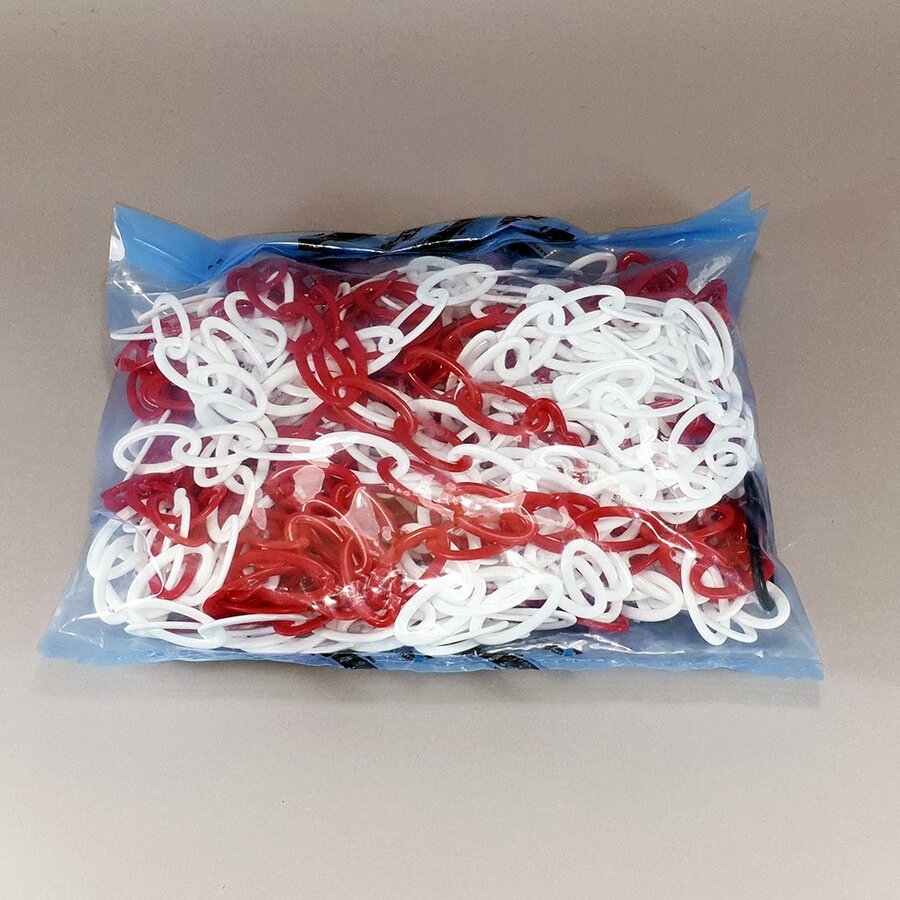 Bílo-červený plastový vymezovací řetěz - délka 25 m