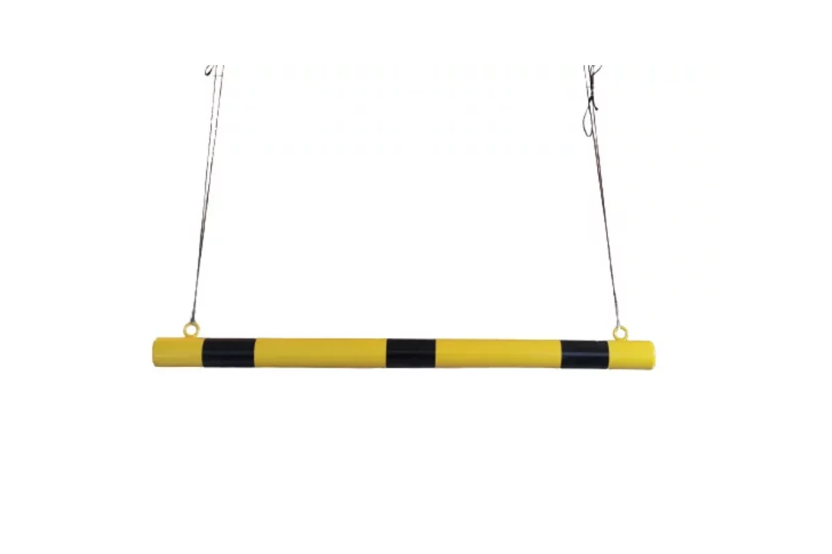 Hängende parkende Mobilebarriere aus Stahl - Durchmesser 6 cm, Länge 100 cm - gelb-schwarze