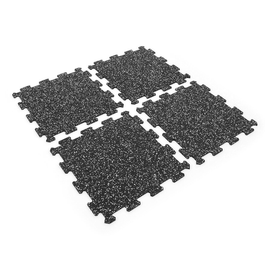 Čierno-biela gumová modulová puzzle dlažba (stred) FLOMA FitFlo SF1050 - dĺžka 47,8 cm, šírka 47,8 cm a výška 0,8 cm