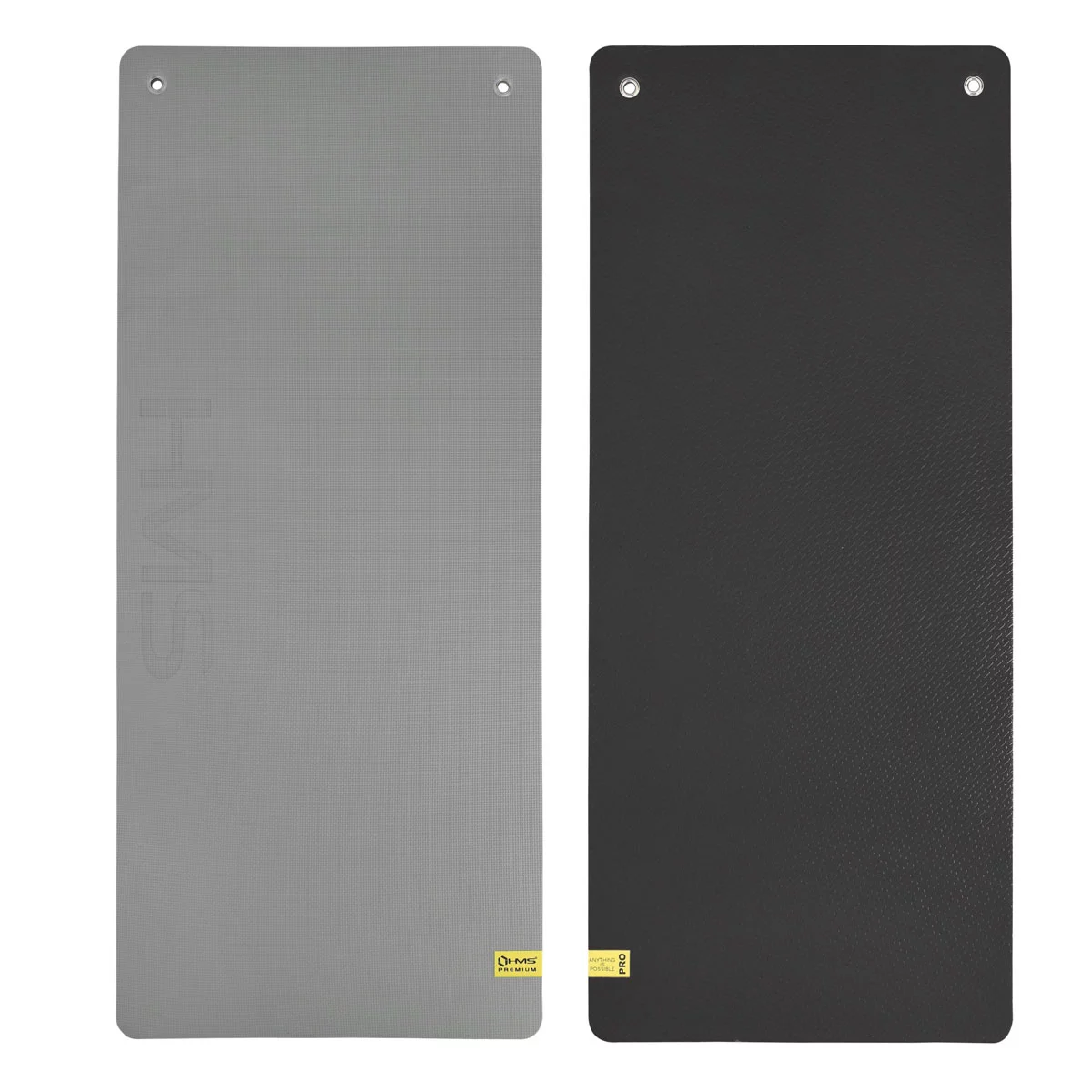 Yogamatte zum Fitnesscenter, Fitnessstudio und zum trainieren HMS Premium MFK08 - Länge 140 cm, Breite 60 cm, Höhe 1,5 cm - Grau-Schwarz