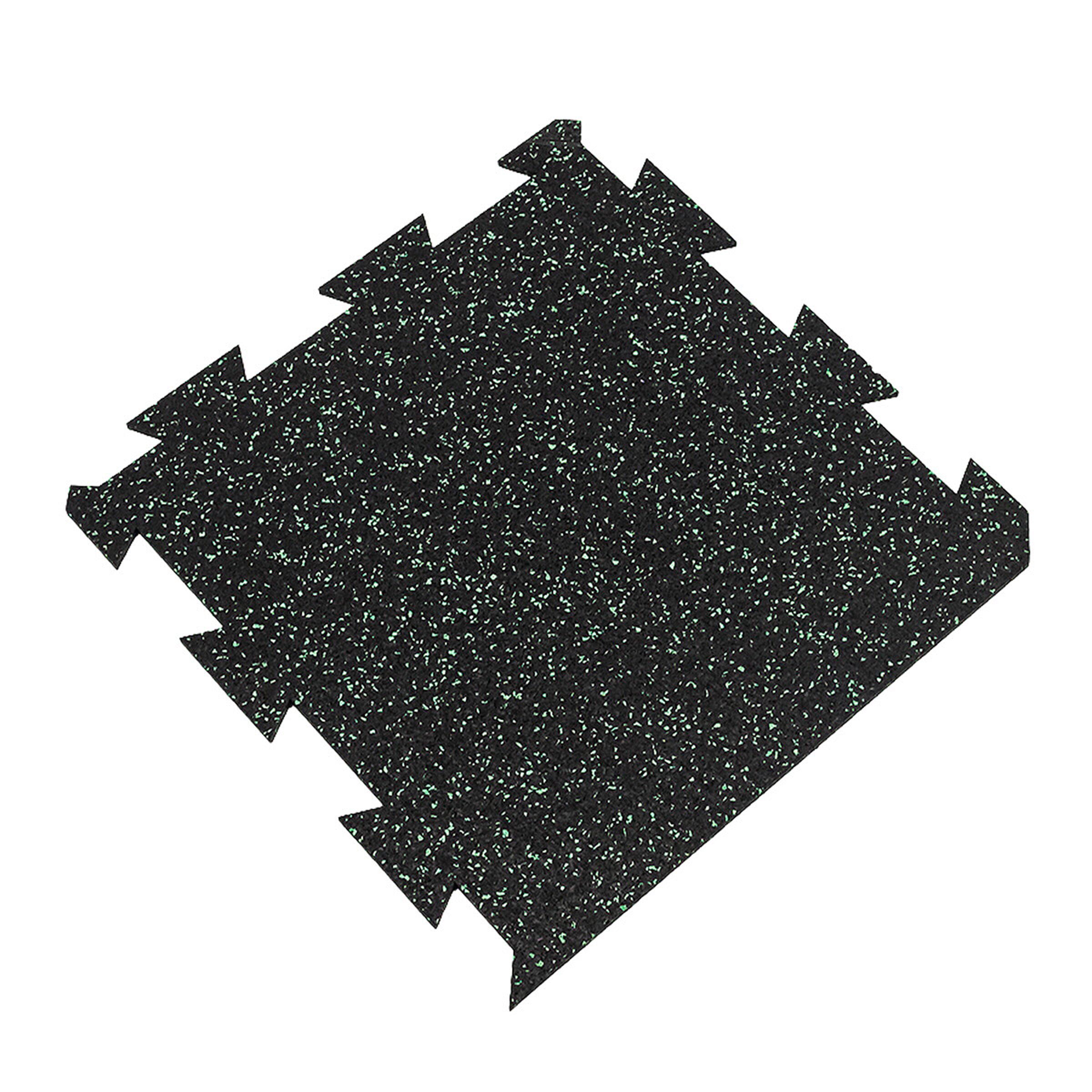 Čierno-zelená gumová modulová puzzle dlažba (okraj) FLOMA FitFlo SF1050 - dĺžka 50 cm, šírka 50 cm a výška 0,8 cm