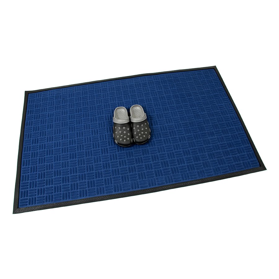 Modrá textilná gumová vstupná rohož FLOMA Criss Cross - dĺžka 90 cm, šírka 150 cm, výška 0,8 cm