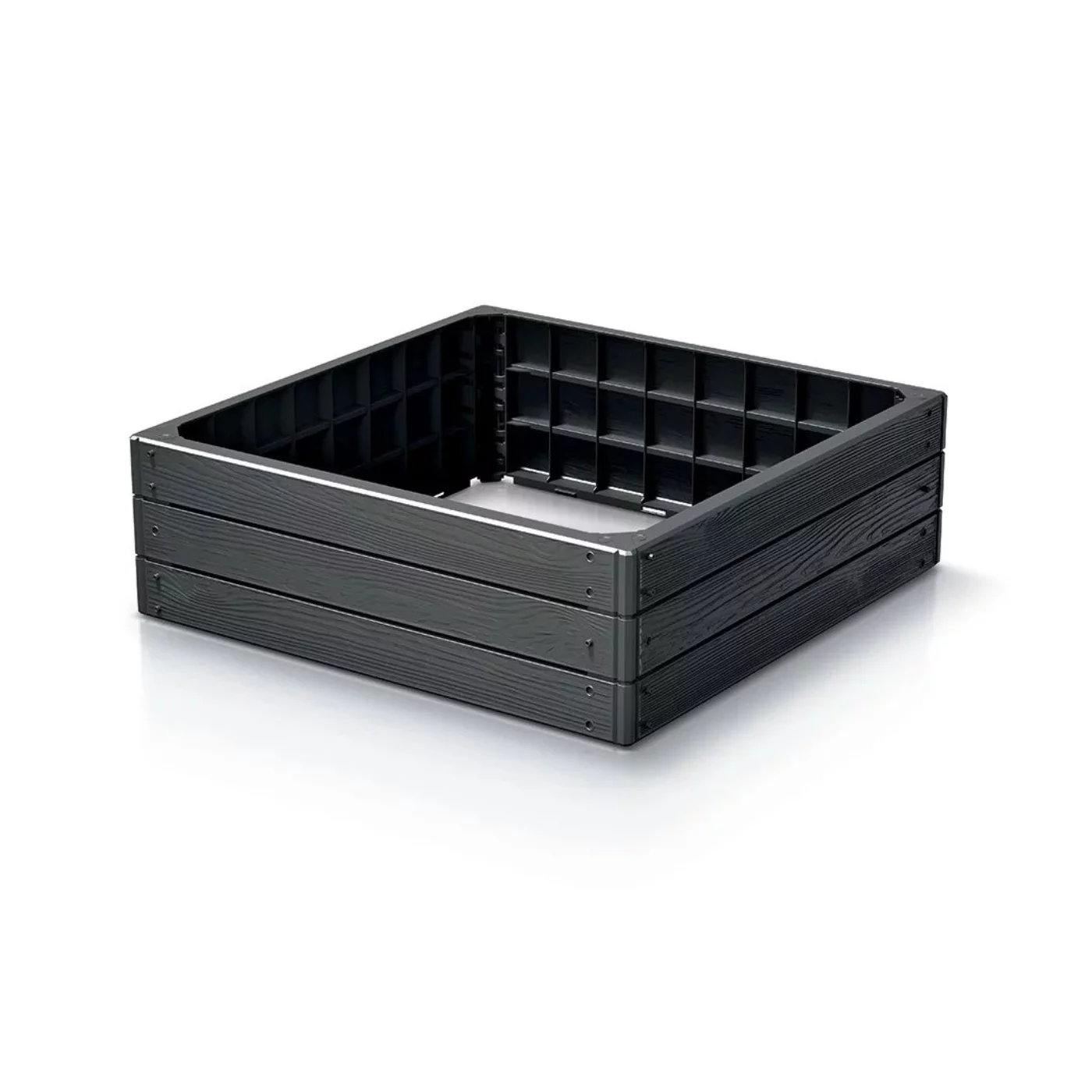Stapelbares Hochbeet GH14 - Länge 75,6 cm, Breite 75,6 cm, Höhe 25 cm - Braun Und Schwarz