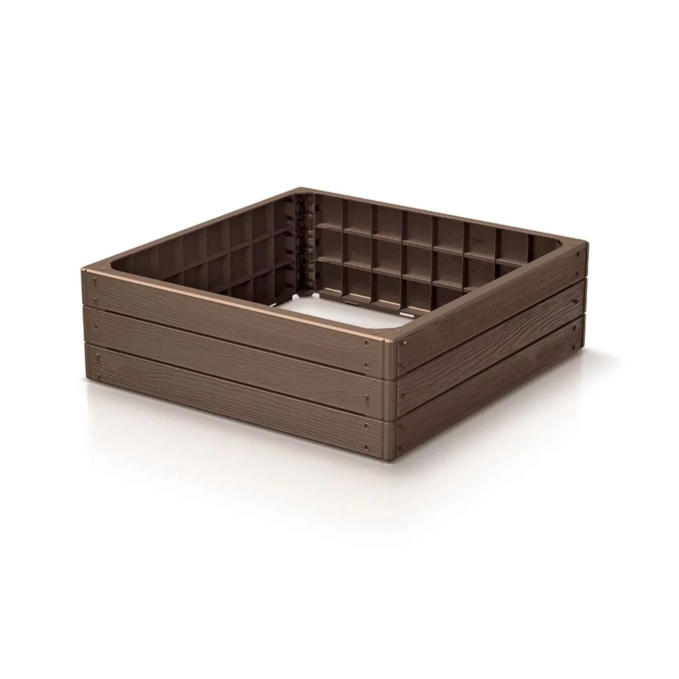 Stapelbares Hochbeet GH14 - Länge 75,6 cm, Breite 75,6 cm, Höhe 25 cm - Braun