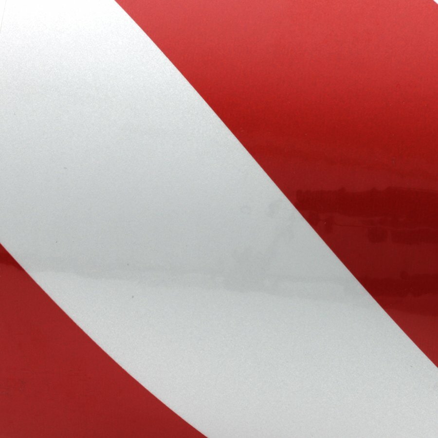 Červeno-biela pravá výstražná páska ALU - dĺžka 15 ma šírka 5 cm