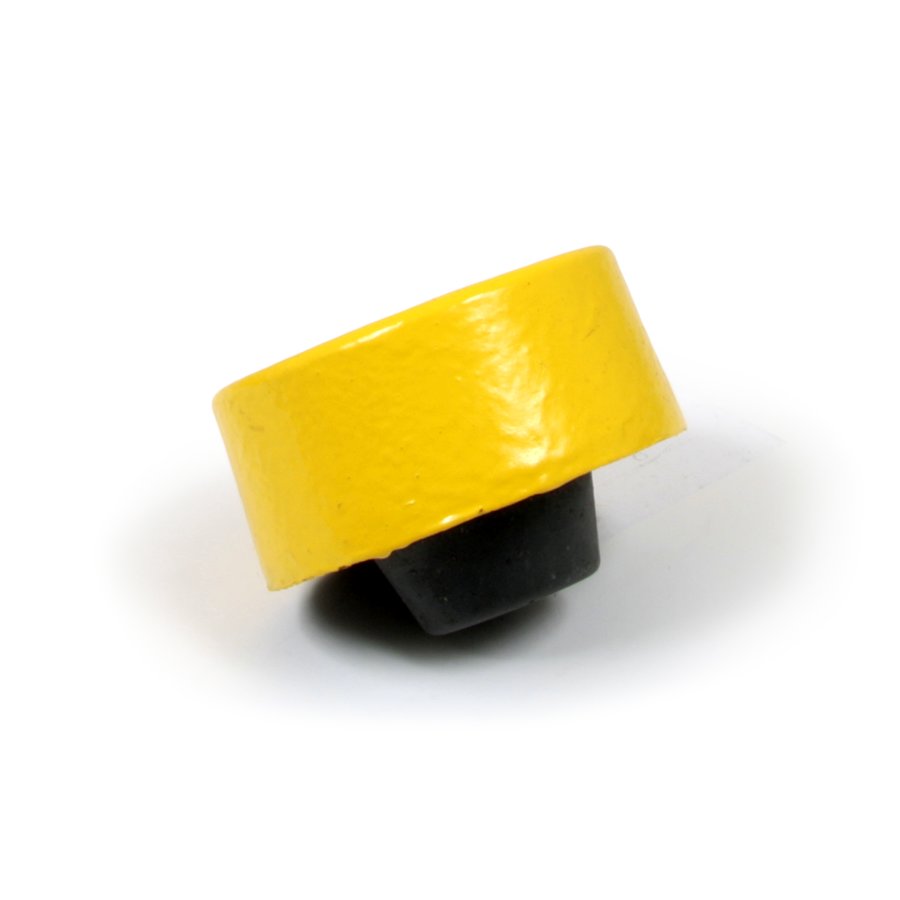 Žltá plastová koncovka pre cestné obrubníky "samec" - priemer 14,5 cm a výška 6 cm
