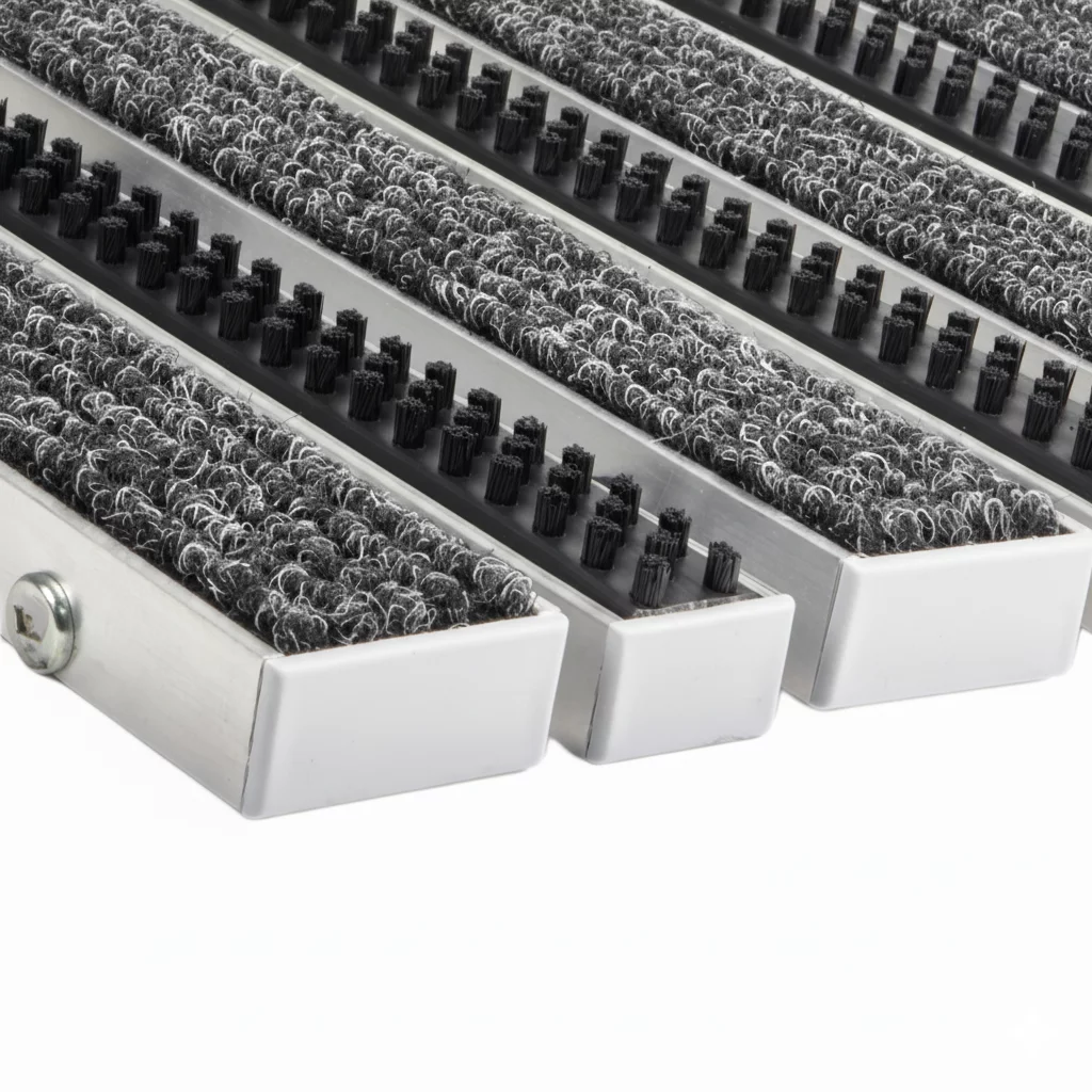 Textilní hliníková kartáčová vstupní rohož FLOMA Alu Wide - délka 1 cm, šířka 1 cm, výška 2,2 cm