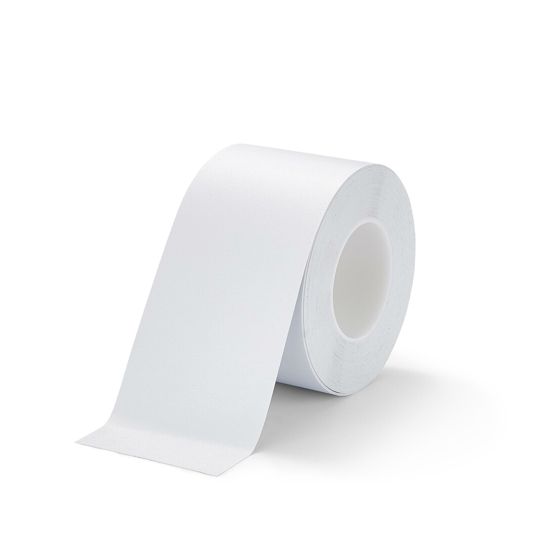 Bílá plastová voděodolná protiskluzová páska FLOMA Resilient Standard - délka 18,3 m, šířka 10 cm, tloušťka 1 mm