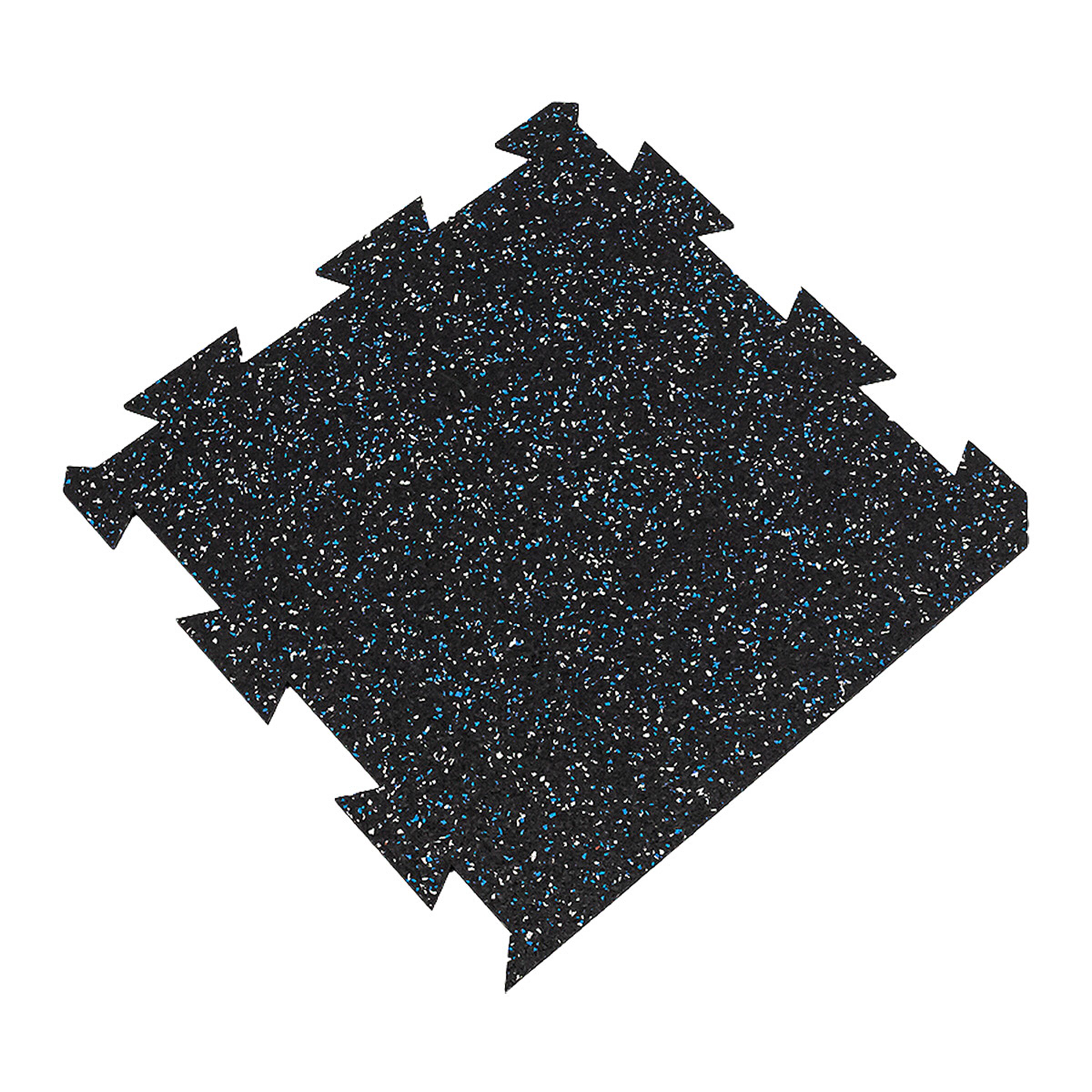 Čierno-bielo-modrá gumová modulová puzzle dlažba (okraj) FLOMA FitFlo SF1050 - dĺžka 50 cm, šírka 50 cm a výška 0,8 cm