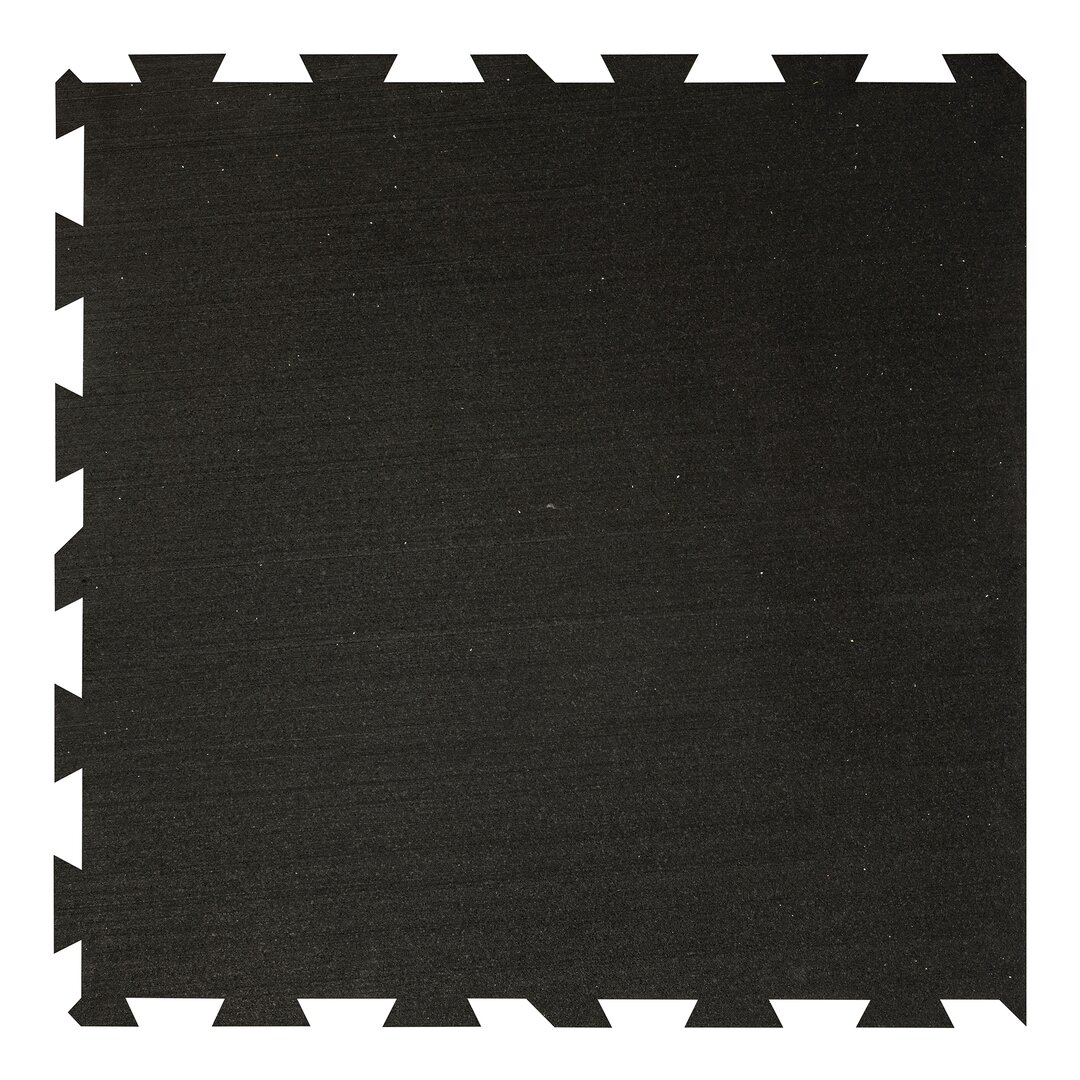 Čierna gumová modulová puzzle dlažba (okraj) FLOMA IceFlo SF1100 - dĺžka 100 cm, šírka 100 cm a výška 0,8 cm