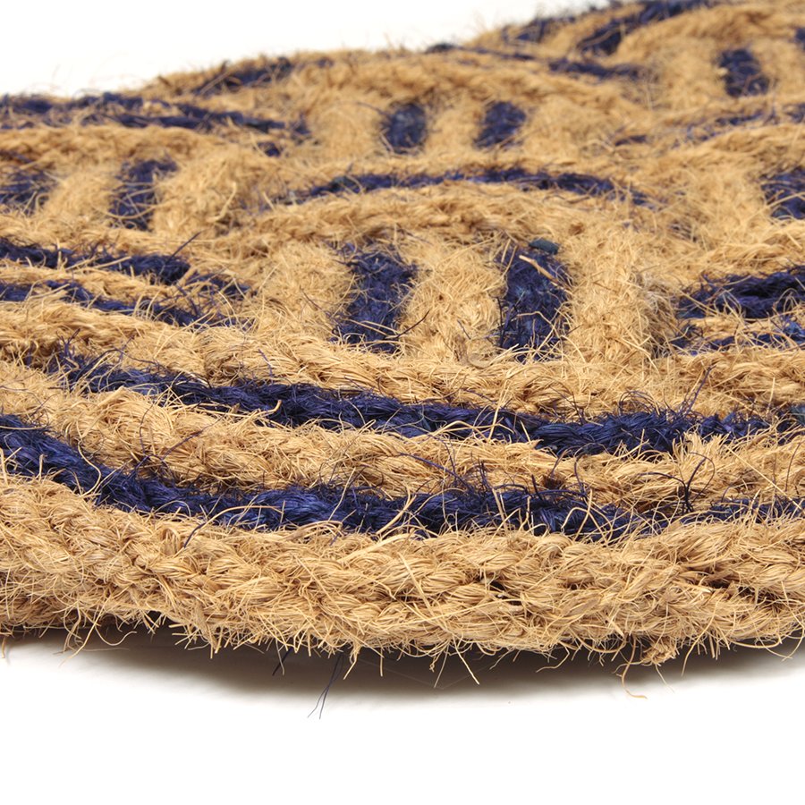 Kokosová venkovní čistící vstupní rohož FLOMA Jumbo Oval Blue - délka 45 cm, šířka 75 cm a výška 3,5 cm