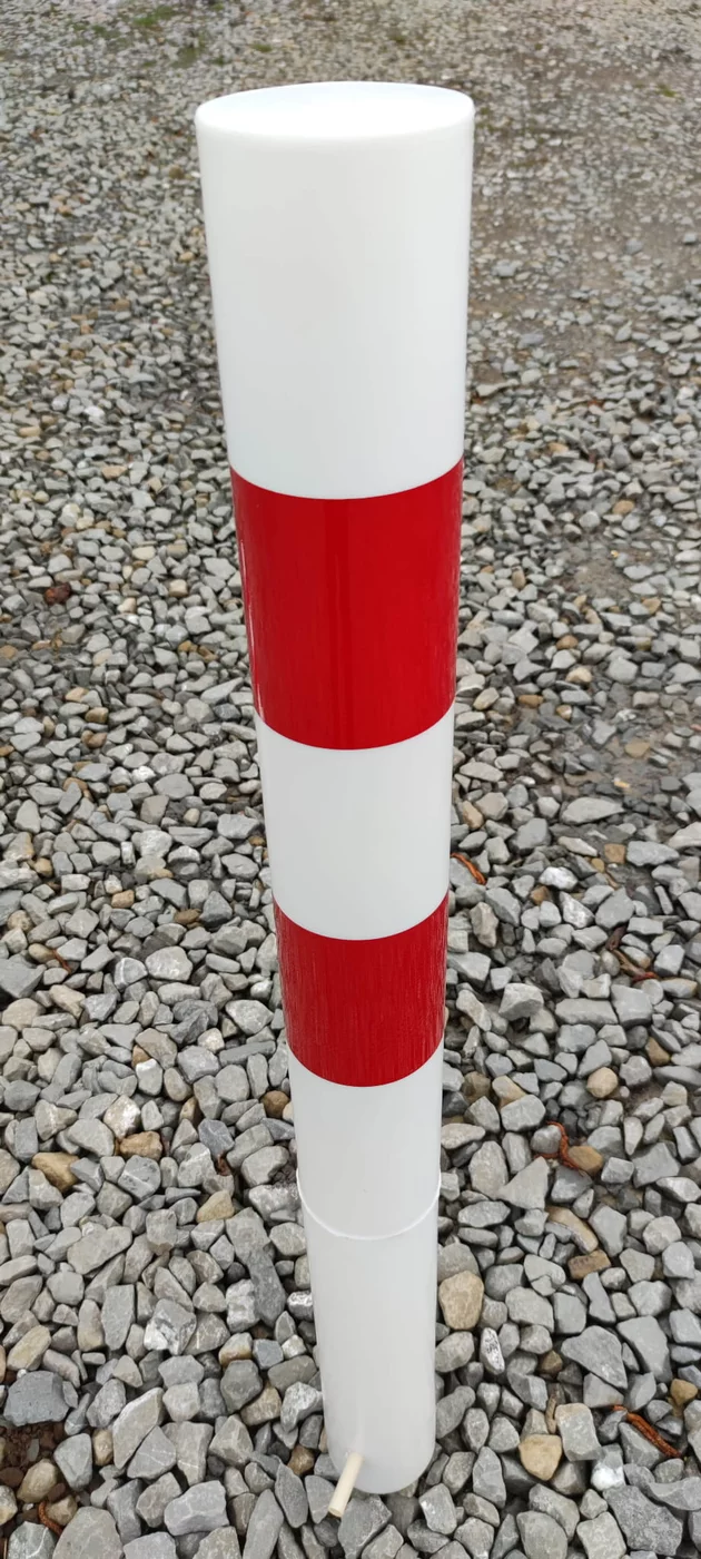 Słupek parkingowy plastikowy biało-czerwony - średnica 12 cm, wysokość 130 cm