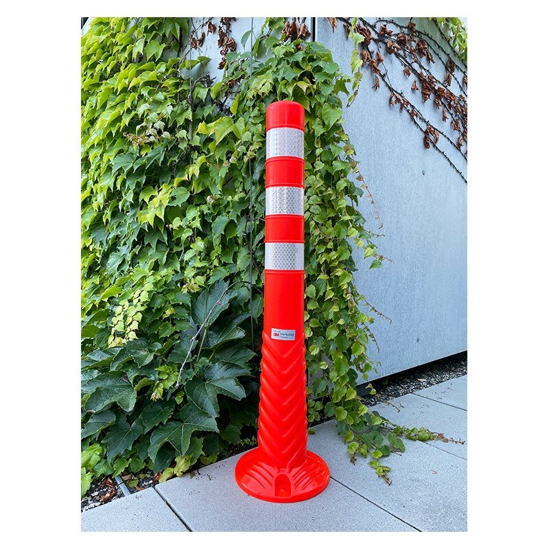 Červený plastový elastický parkovací sloupek - výška 100 cm
