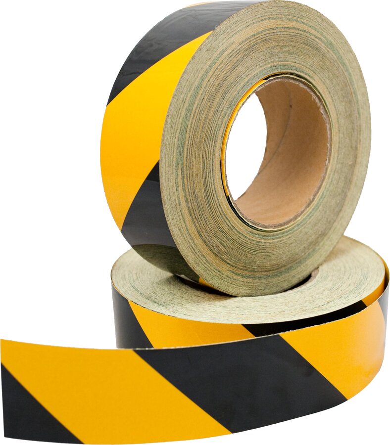 Čierno-žltá pravá reflexná výstražná páska - dĺžka 45 ma šírka 10 cm