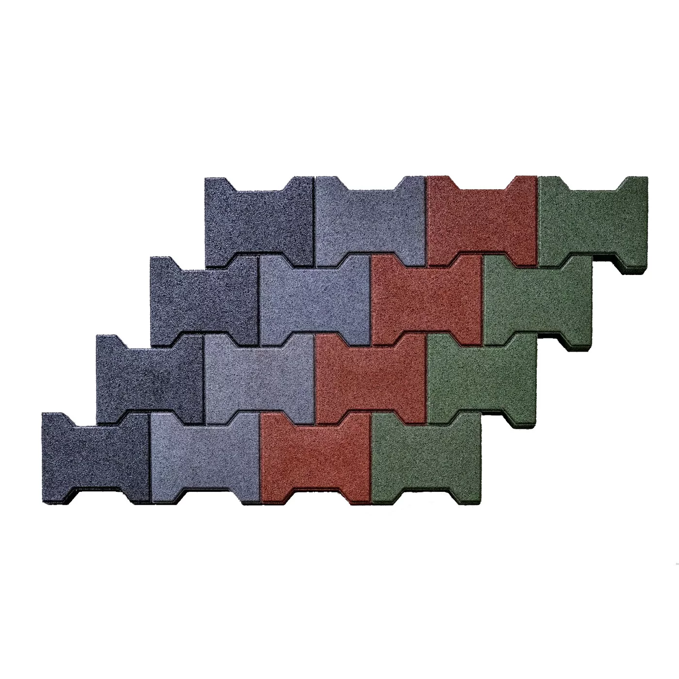 Černá gumová zámková dlažba FLOMA PT10 - délka 20 cm, šířka 16,5 cm, výška 4,3 cm
