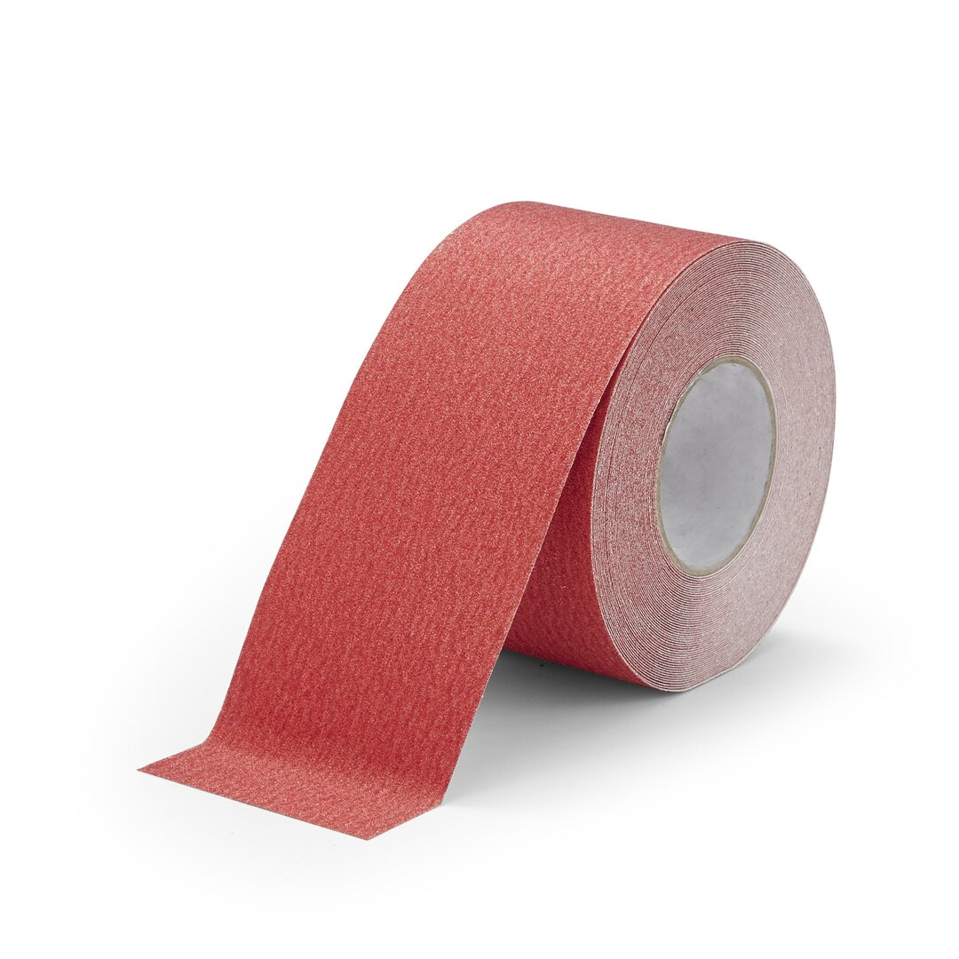 Červená korundová protišmyková páska FLOMA Standard - dĺžka 18,3 m, šírka 10 cm, hrúbka 0,7 mm