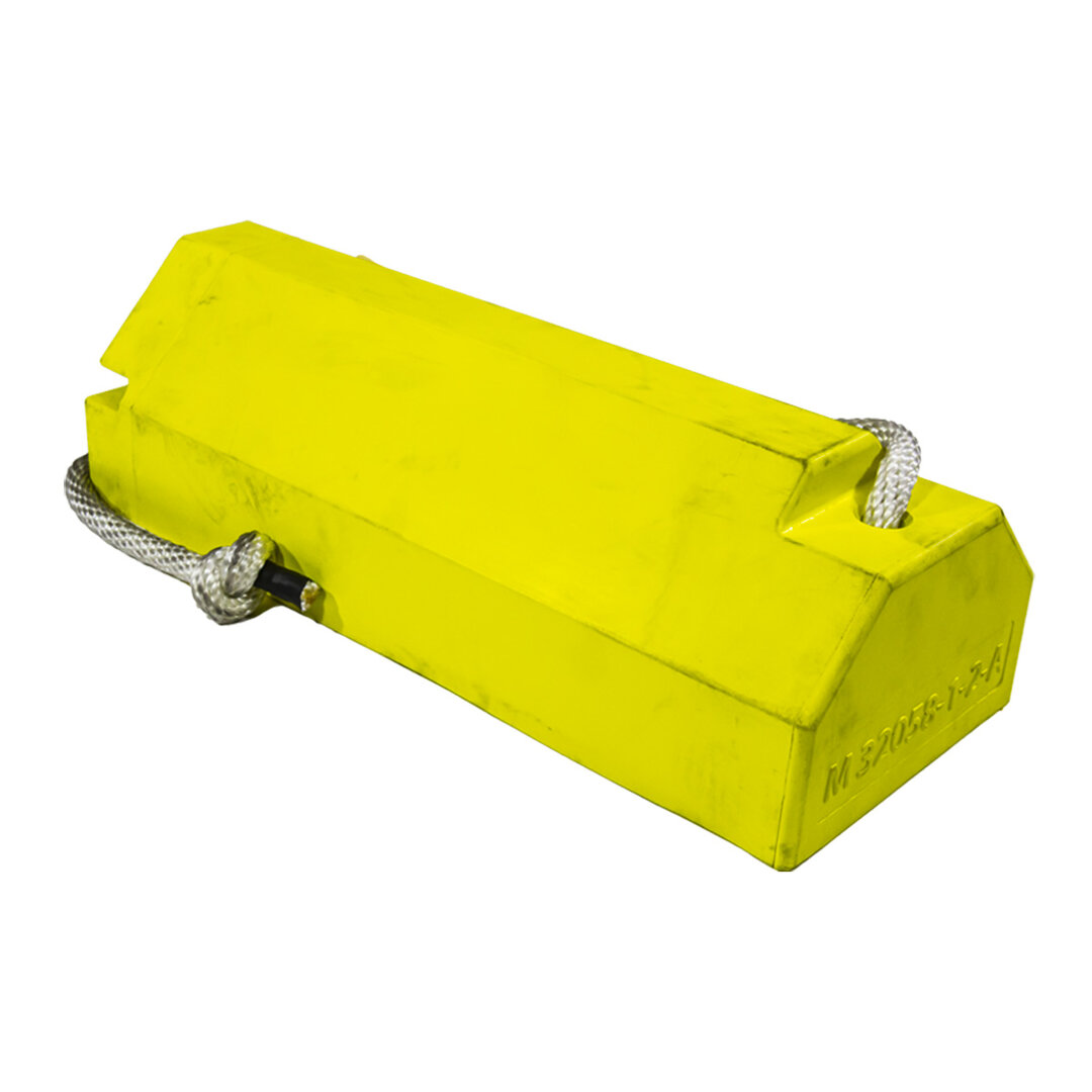 Žltý plastový zakladací klin s lanom AC6820-LR - dĺžka 50,5 cm, šírka 20 cm, výška 15 cm