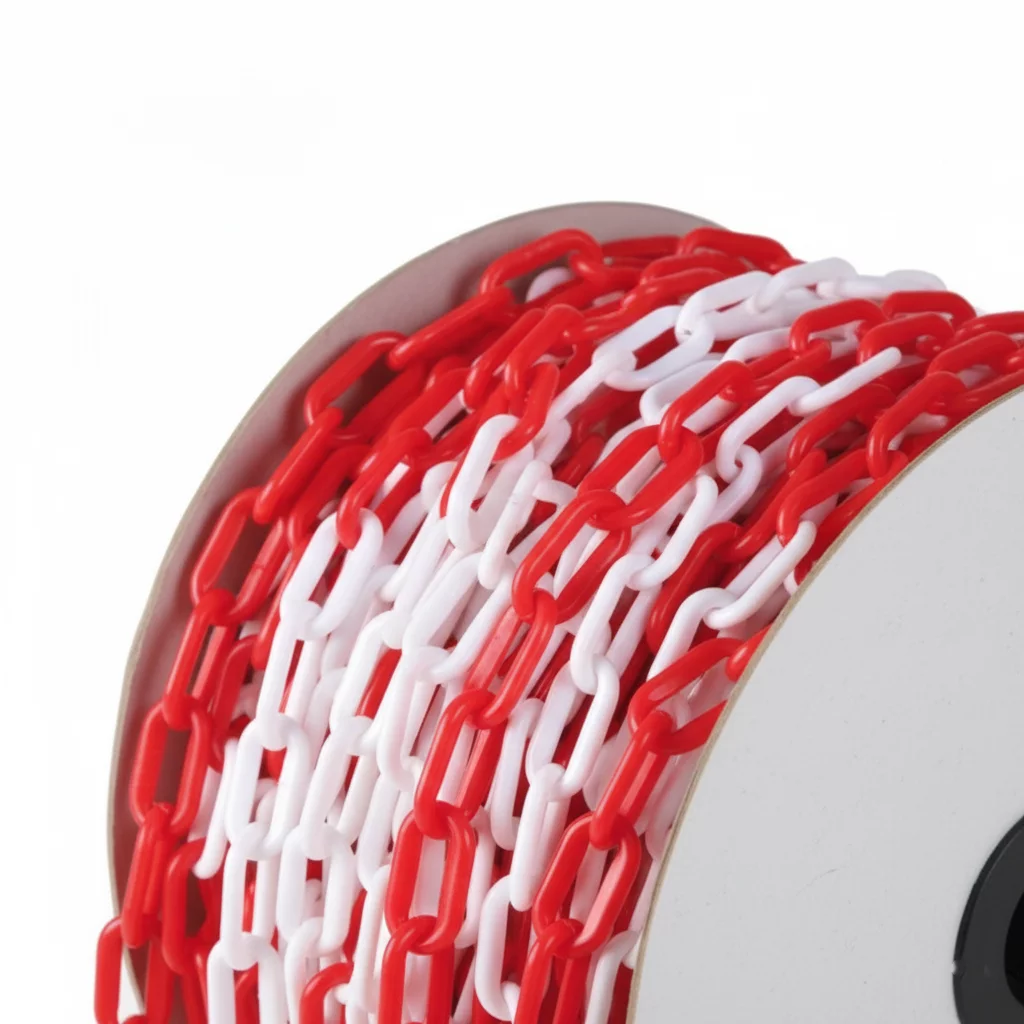 Bielo-červená plastová vymedzovacia reťaz - priemer 0,8 cm, dĺžka 100 cm