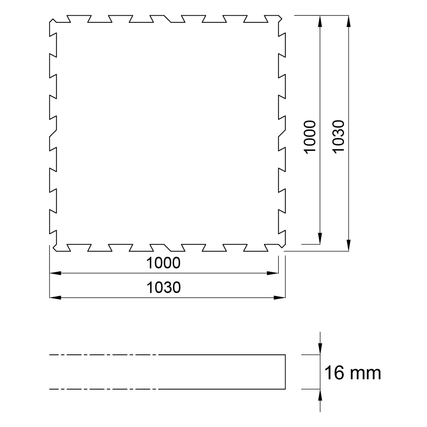 Czarno-czerwona gumowa modułowa płytka układanki (środek) FLOMA FitFlo SF1050 - długość 100 cm, szerokość 100 cm i wysokość 1,6 cm