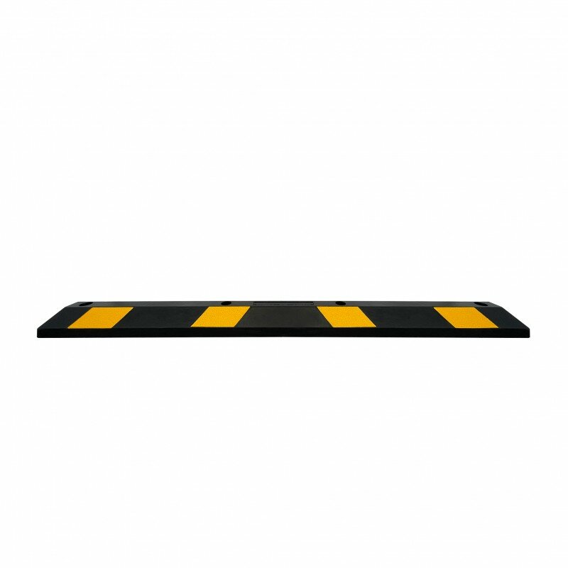 Černo-žlutý gumový reflexní parkovací doraz - délka 183 cm, šířka 15 cm a výška 10 cm