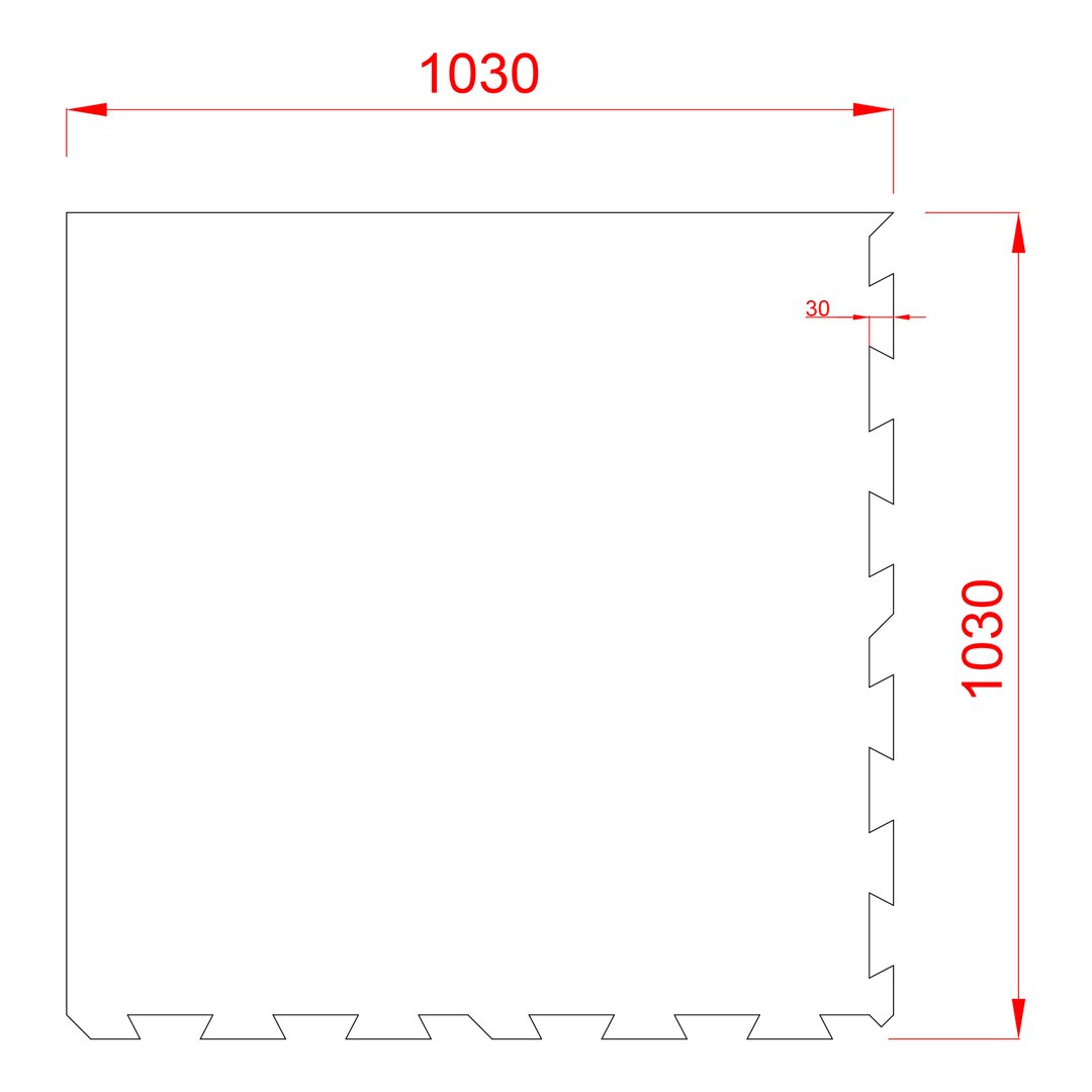Černá podlahová guma (puzzle - roh) FLOMA IceFlo SF1100 - délka 100 cm, šířka 100 cm, výška 1 cm