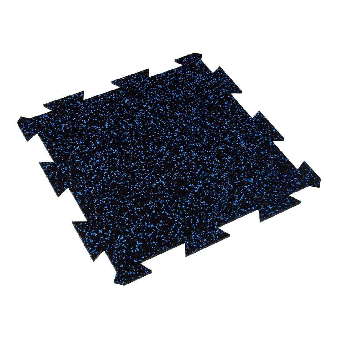 Čierno-modrá gumová modulová puzzle dlažba (stred) FLOMA FitFlo SF1050 - dĺžka 50 cm, šírka 50 cm, výška 0,8 cm