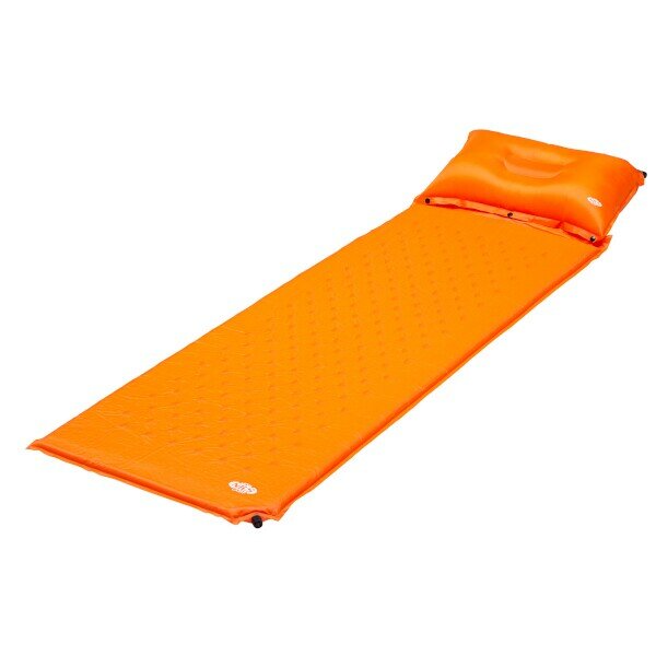 Oranžová samonafukovací karimatka s podhlavníkem NILS CAMP NC4345 - délka 185 cm, šířka 55 cm a výška 2,5 cm