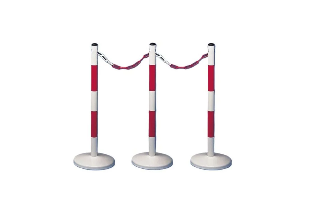 Spalte aus Metall - Durchmesser 5 cm, Höhe 90 cm - rot-weiße