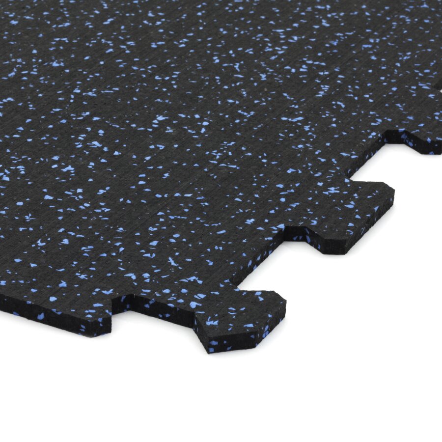 Čierno-modrá gumová modulová puzzle dlažba (stred) FLOMA FitFlo SF1050 - dĺžka 47,8 cm, šírka 47,8 cm a výška 0,8 cm