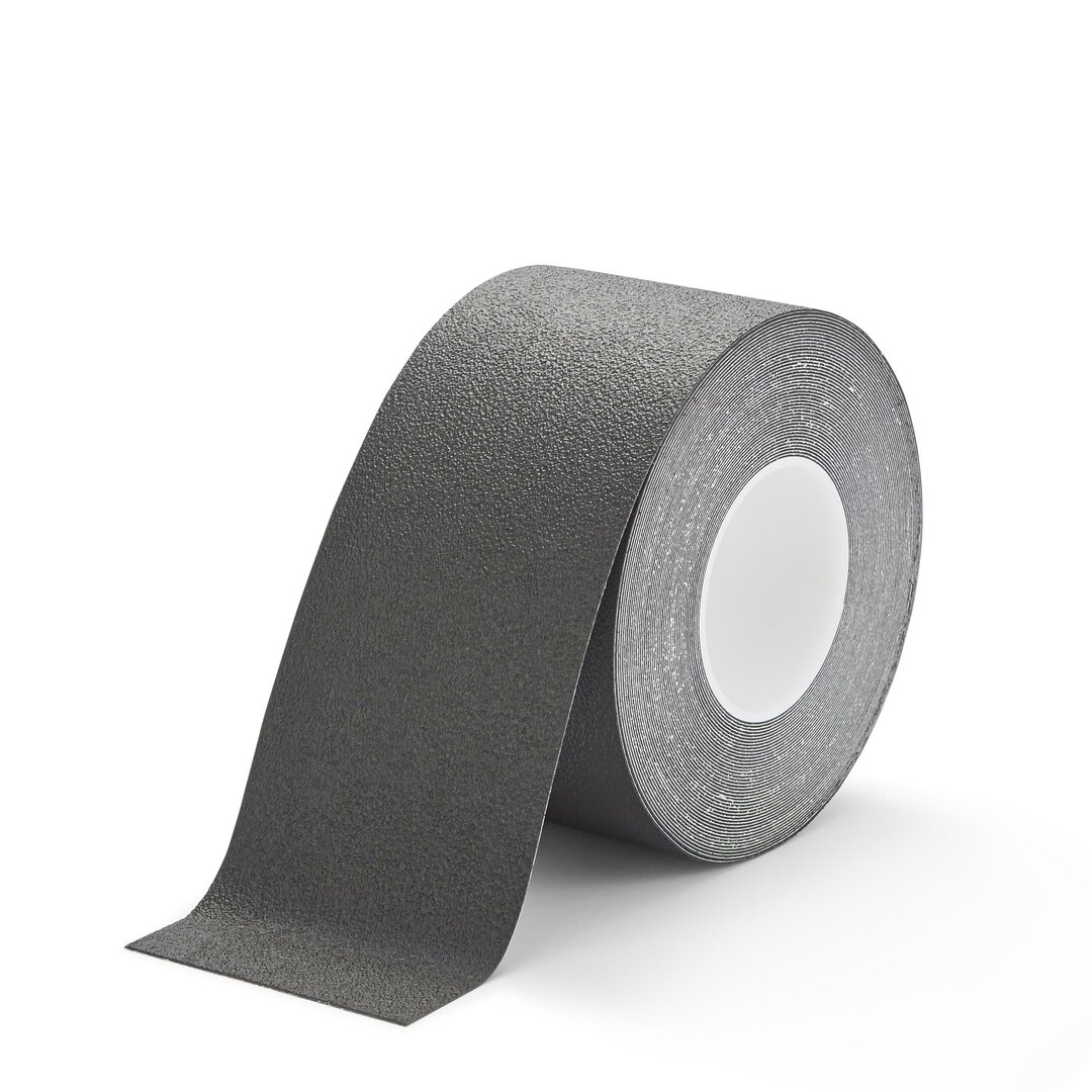 Čierna plastová vodeodolná protišmyková páska FLOMA Super Resilient - dĺžka 18,3 m, šírka 10 cm, hrúbka 1,3 mm