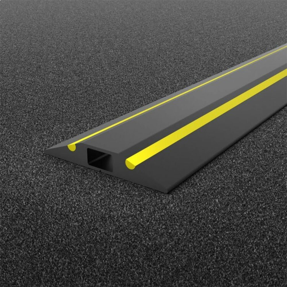 Černo-žlutý plastový kabelový most - délka 300 cm, šířka 6,8 cm a výška 1,1 cm