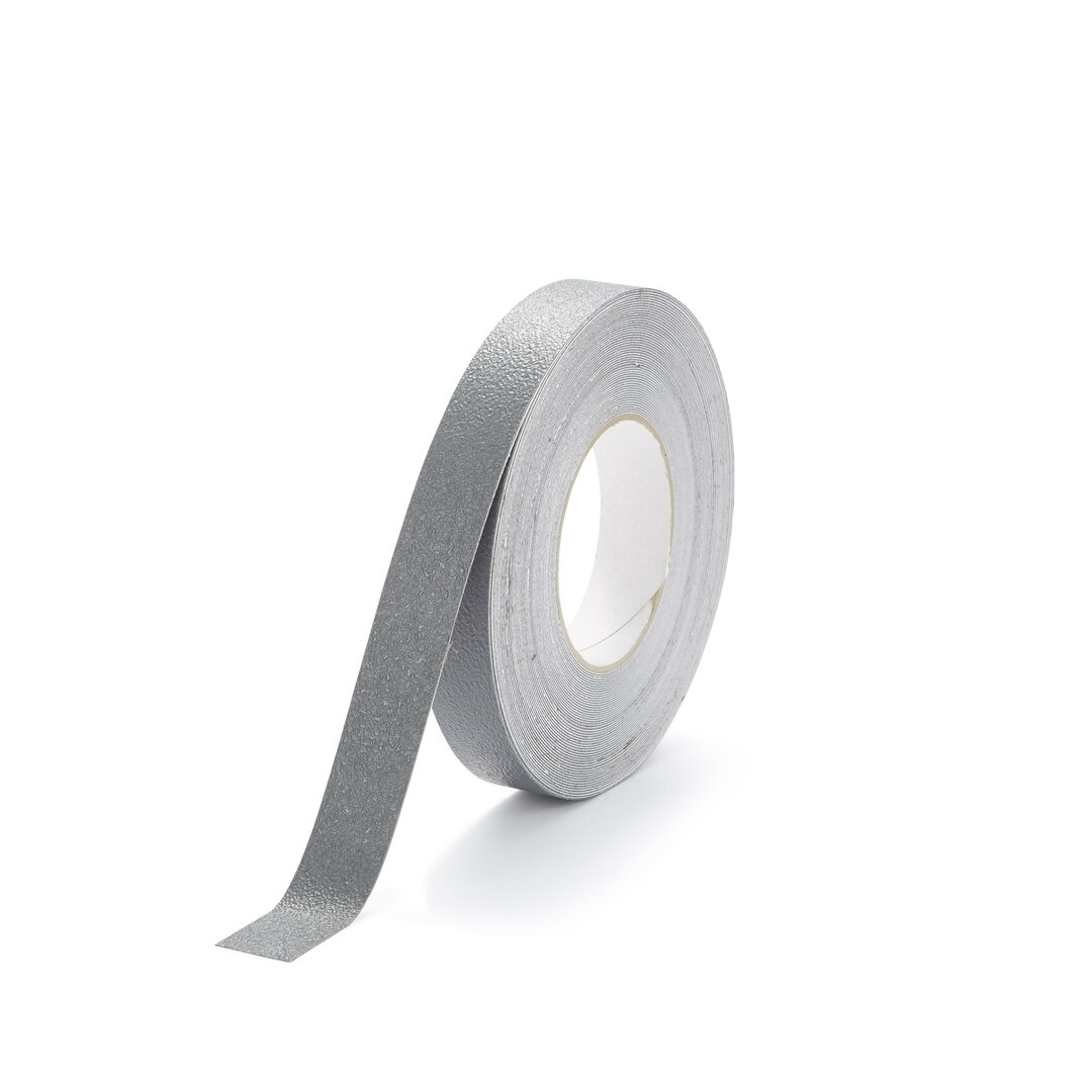 Šedá plastová voděodolná protiskluzová páska FLOMA Aqua-Safe - délka 18,3 m, šířka 2,5 cm, tloušťka 0,7 mm