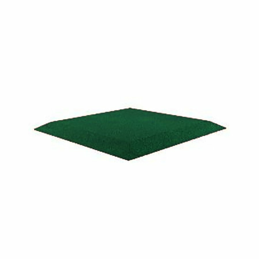 Zelená gumová dopadová krajová dlaždice (roh) FLOMA V100/R00 - délka 50 cm, šířka 50 cm, výška 10 cm