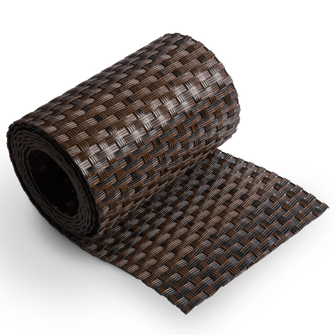 Černo-hnědý plastový ratanový stínící pás "umělý ratan" - délka 255 cm, výška 19 cm