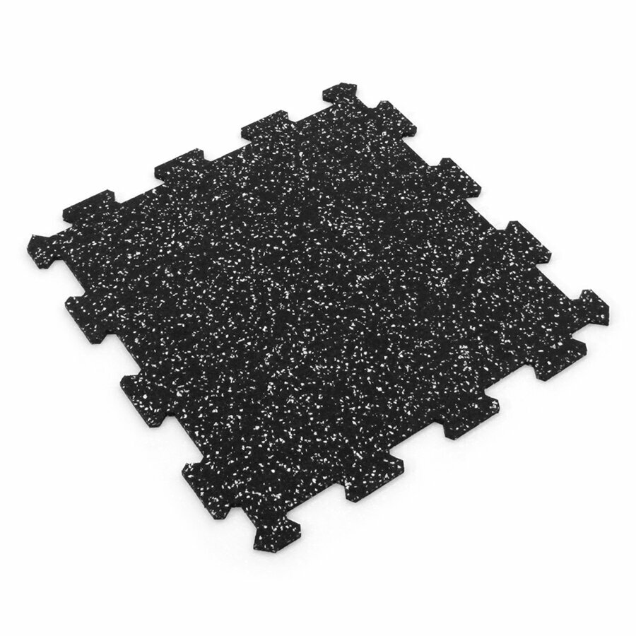 Čierno-biela gumová modulová puzzle dlažba (stred) FLOMA FitFlo SF1050 - dĺžka 47,8 cm, šírka 47,8 cm, výška 0,8 cm